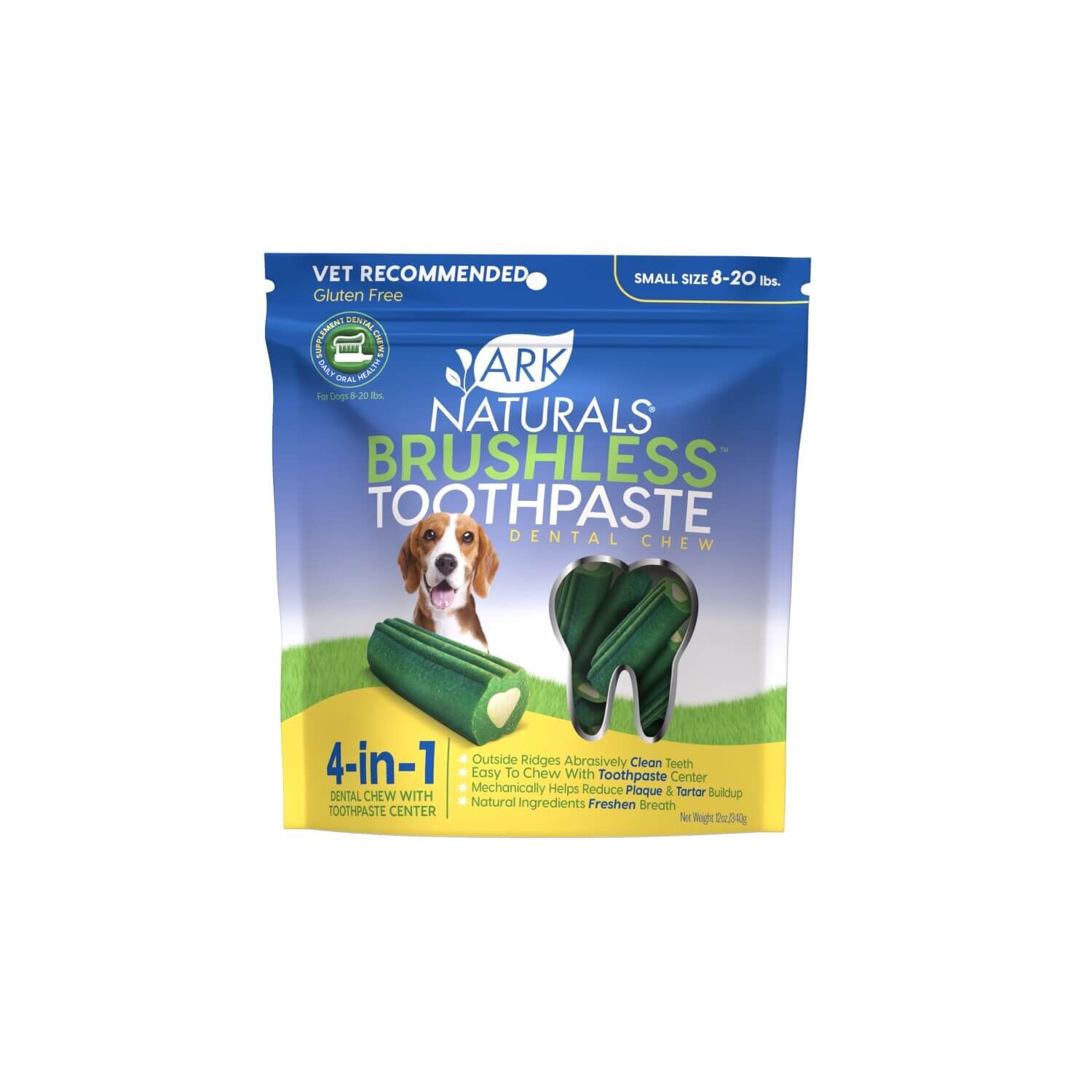Ark Naturals Brushless Toothpaste Dental Chew Dog Treat, Extra Small, 4-Oz