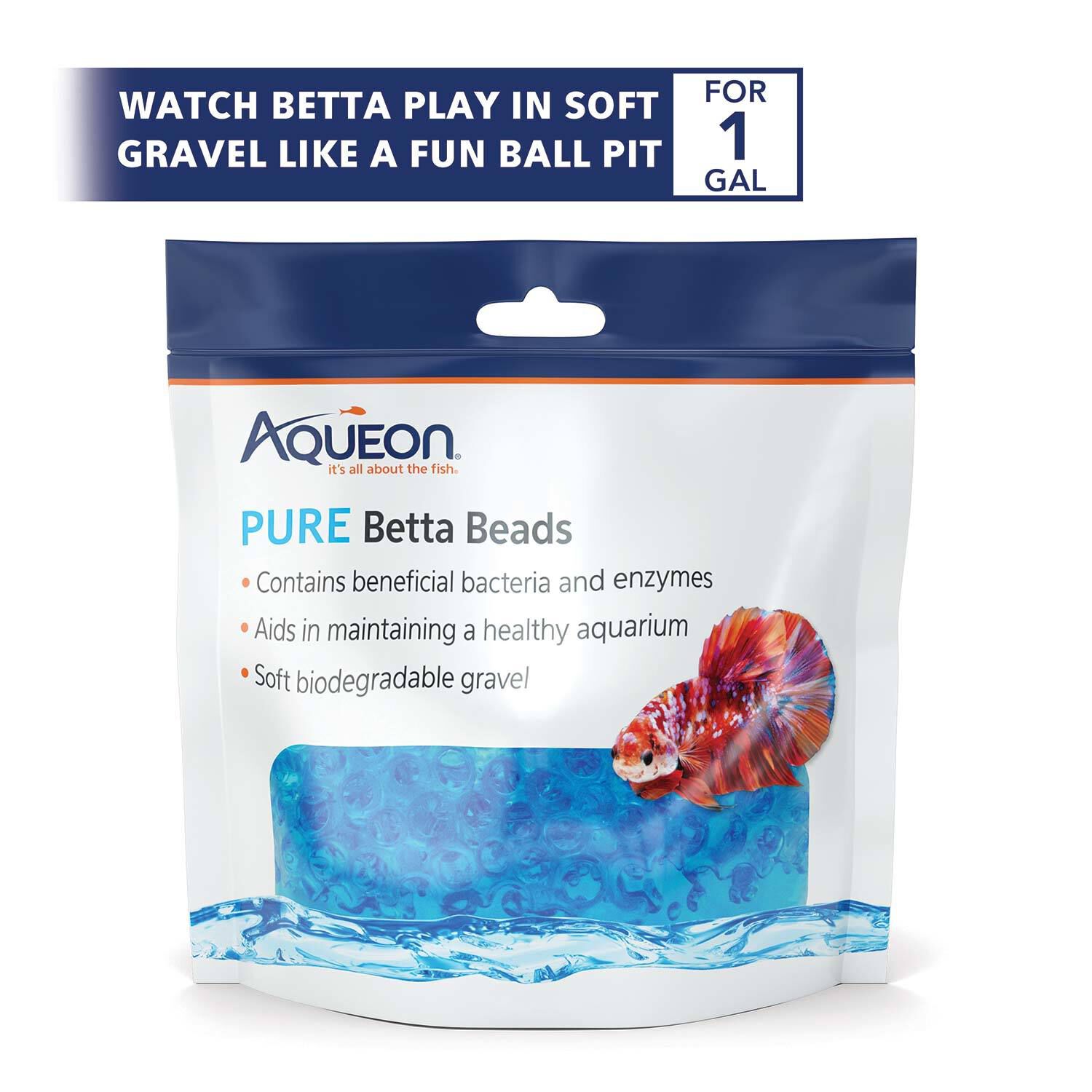 Aqueon Betta Beads Blue, One Pouch