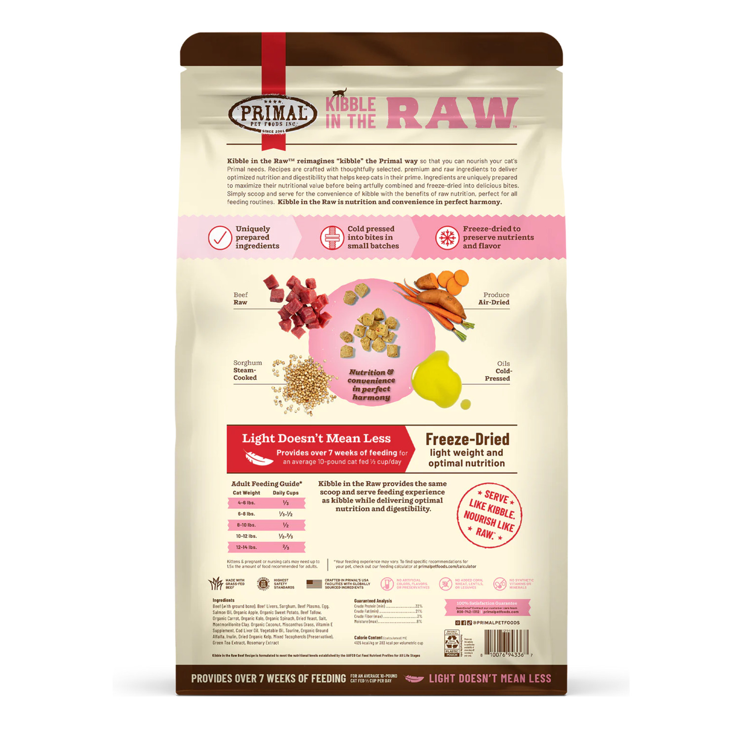 Primal Kibble In The Raw Beef Recipe Freeze-Dried Cat Food, 4Lb