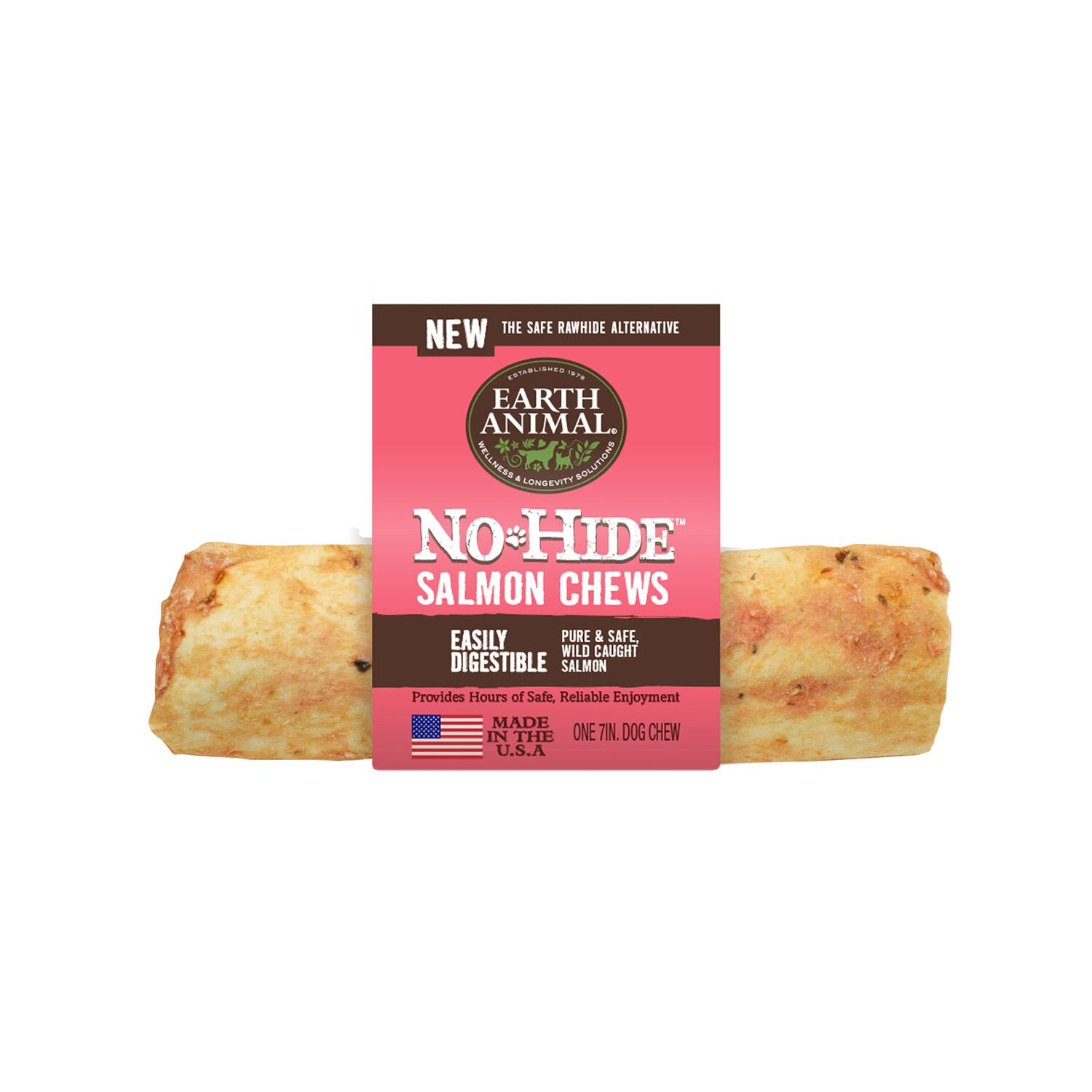 Earth Animal No-Hide Rawhide Alternative Dog Treat Chew, Wild Caught Salmon