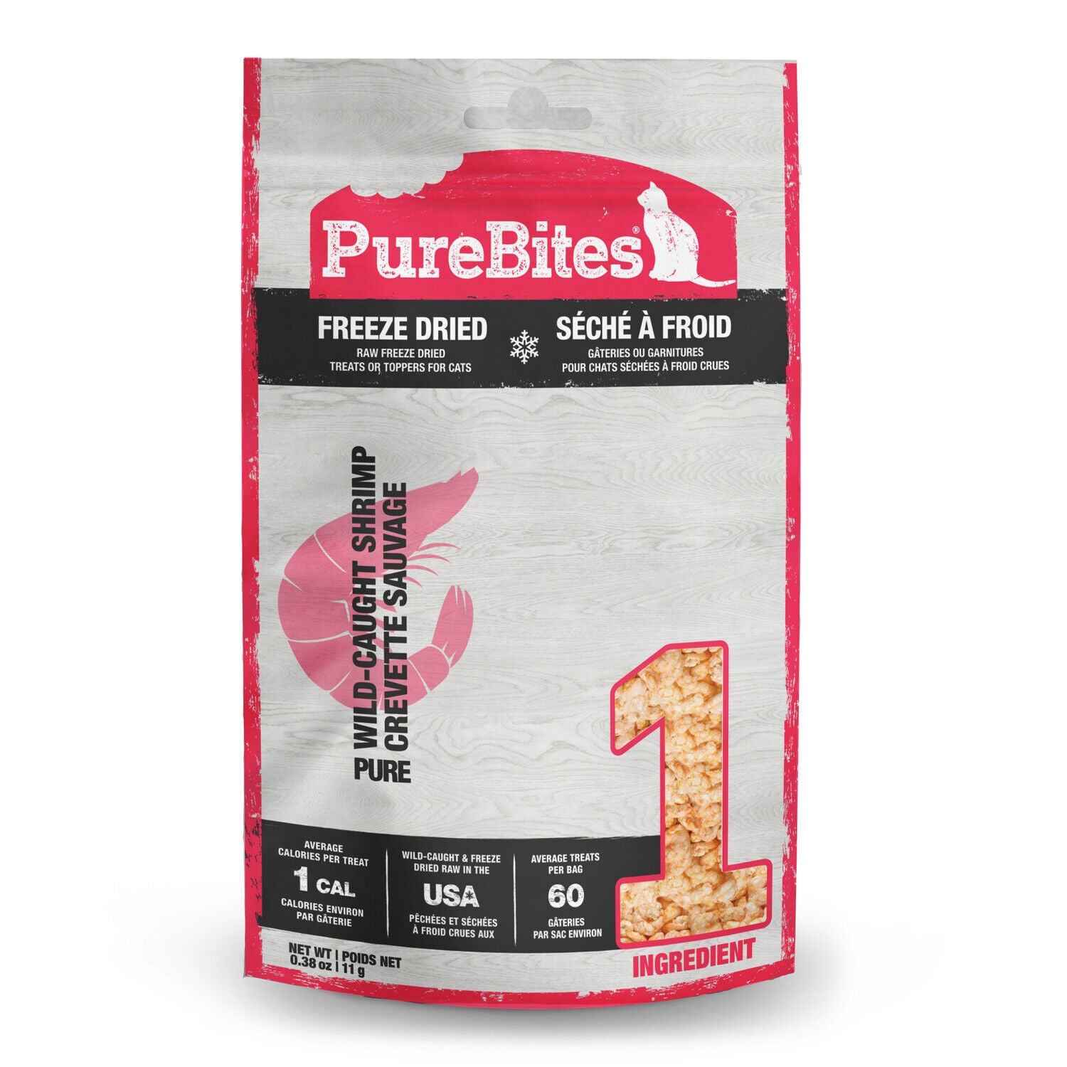 Purebites Shrimp Freeze Dried Cat Treats, 1 Ingredient, Made In Usa, 0.38Oz