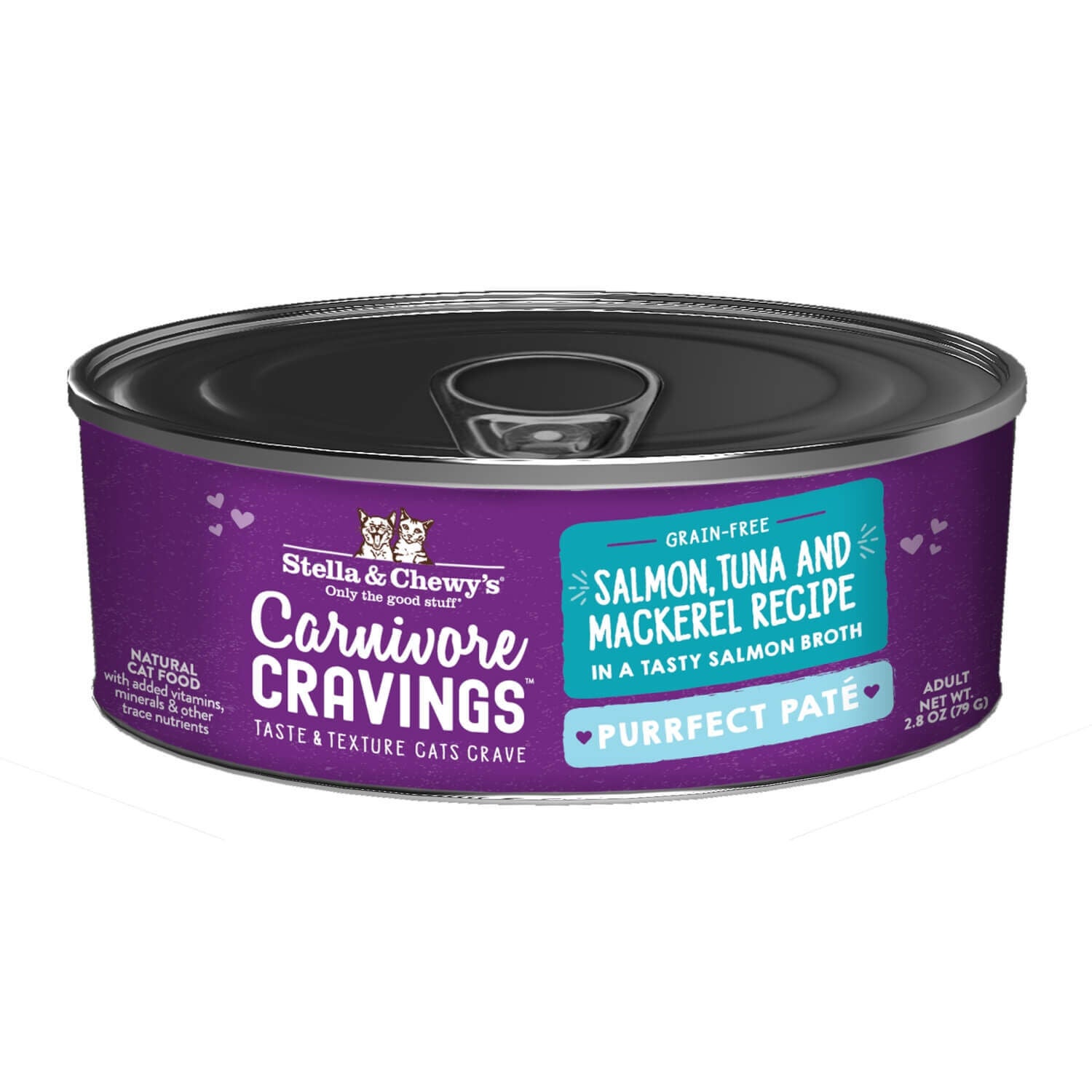 Stella & Chewy's Carnivore Cravings Purrfect Pate Salmon, Tuna & Mackerel Pate Recipe In Broth Wet Cat Food