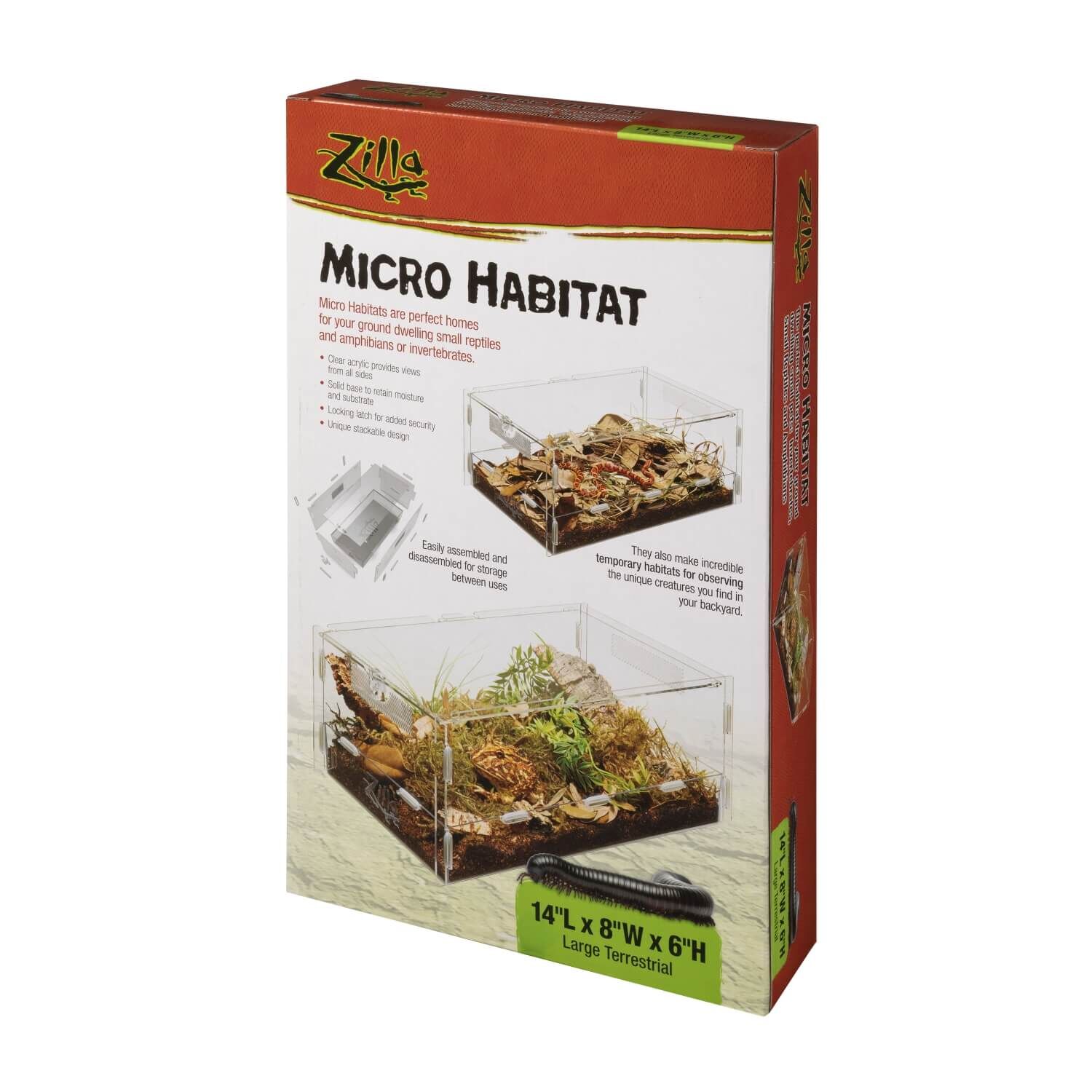 Zilla Micro Habitat Terrarium With Locking Latch, Terrestrial, Large