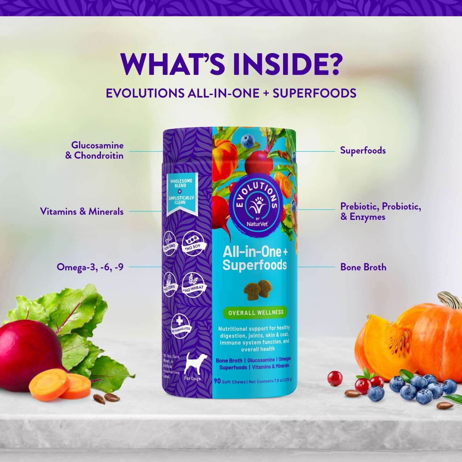 Naturvet Evolutions All-In-One + Superfoods Soft Chew Supplement For Dogs