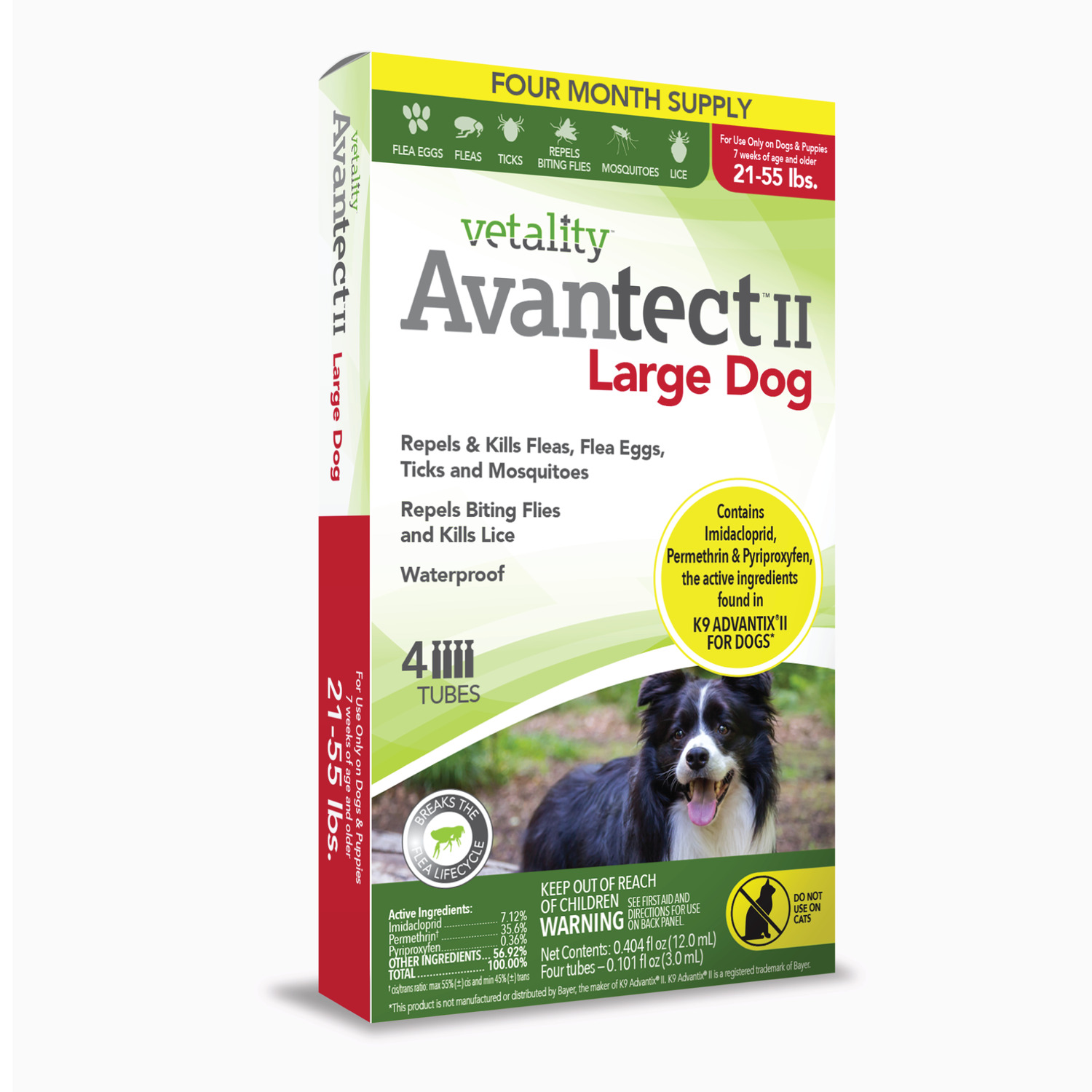 Vetality Avantect Ii Topical Flea & Tick Treatment For Extra Large Dog, 55+ Lbs. 4 Dose