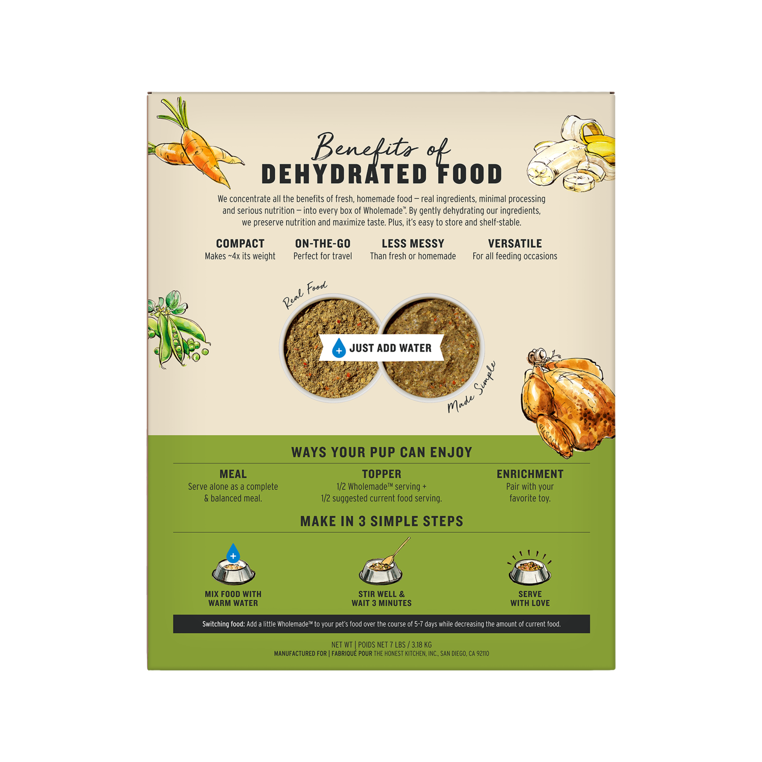The Honest Kitchen Wholemade Whole Grain Chicken Recipe Dehydrated Dog Food, 7-Lb