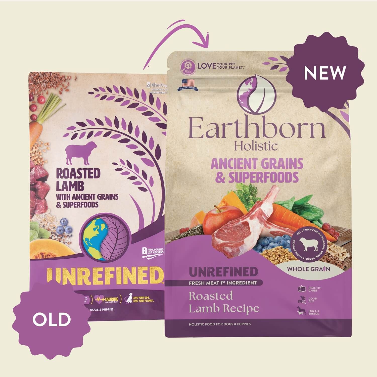 Earthborn Holistic Unrefined Roasted Lamb With Ancient Grains & Superfoods Dry Dog Food
