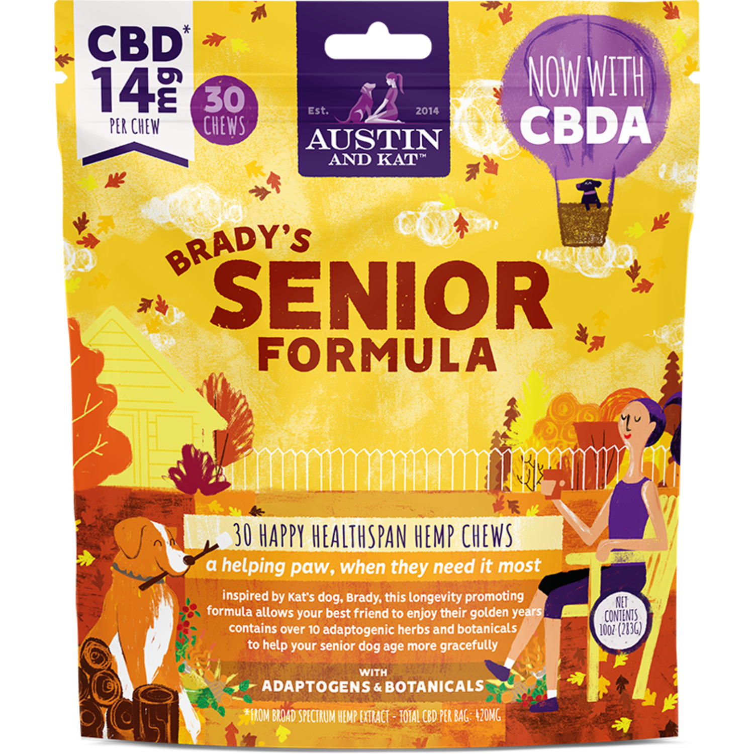Austin & Kat Brady's All-In-1 Senior Support Formula 14Mg Cbd Soft Chew Dog Supplements, 30Ct