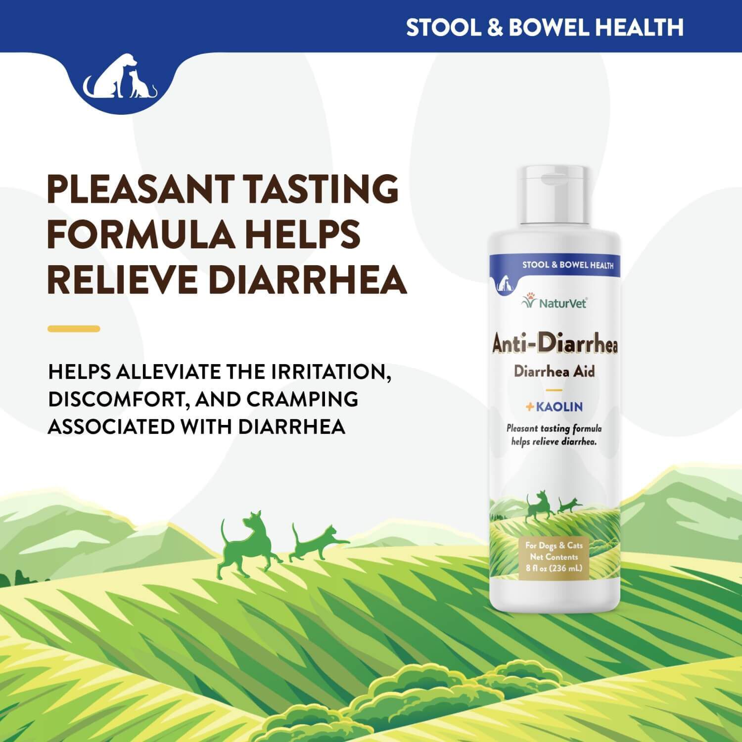 Naturvet Anti-Diarrhea + Kaolin Liquid Diarrhea Aid For Dogs & Cats
