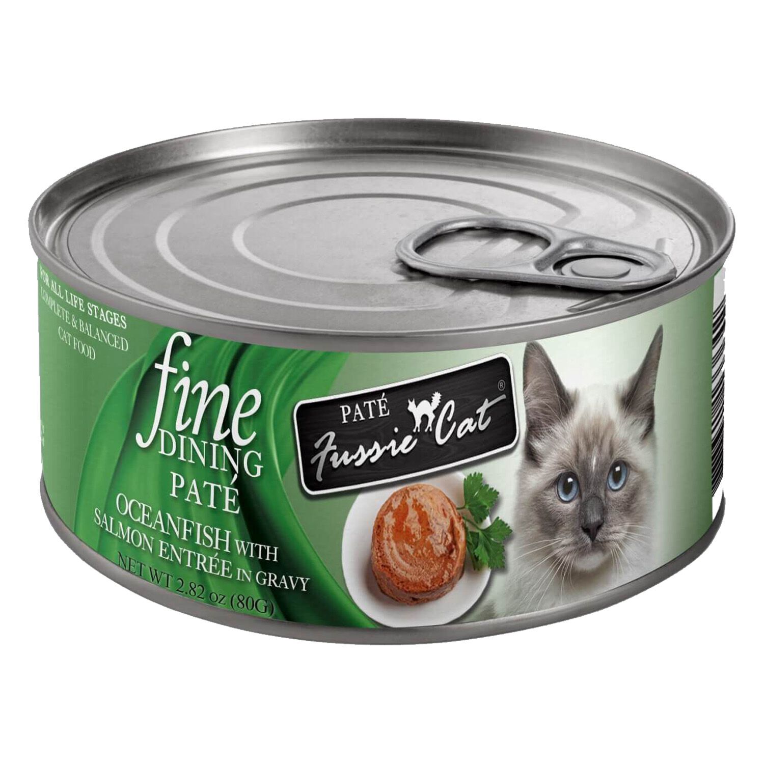 Fussie Cat Fine Dining Pate Oceanfish With Salmon In Gravy Recipe Wet Cat Food, 2.8 Oz