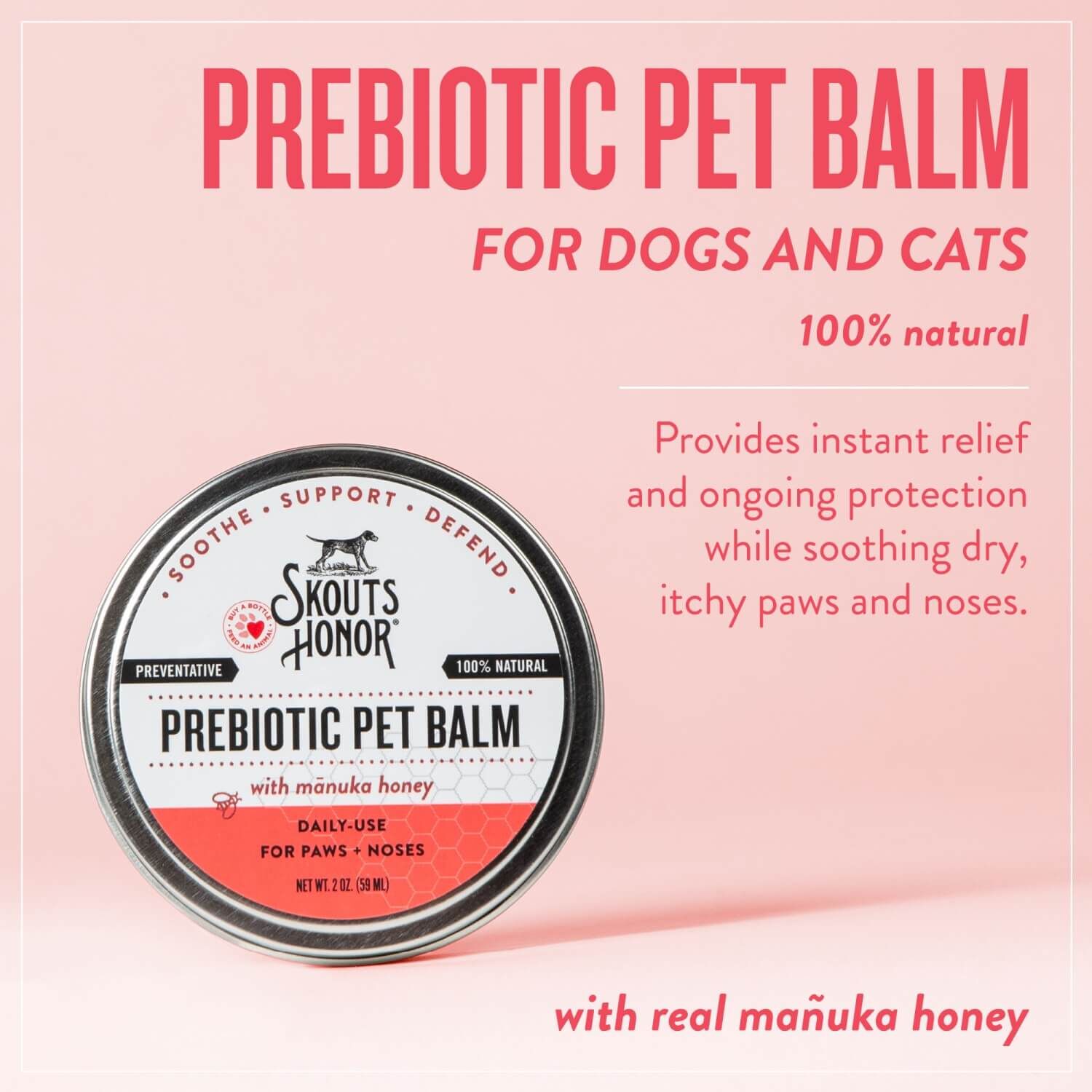Skouts Honor Probiotic Pet Balm Paw & Nose Protector For Dogs & Cats, 2-Oz