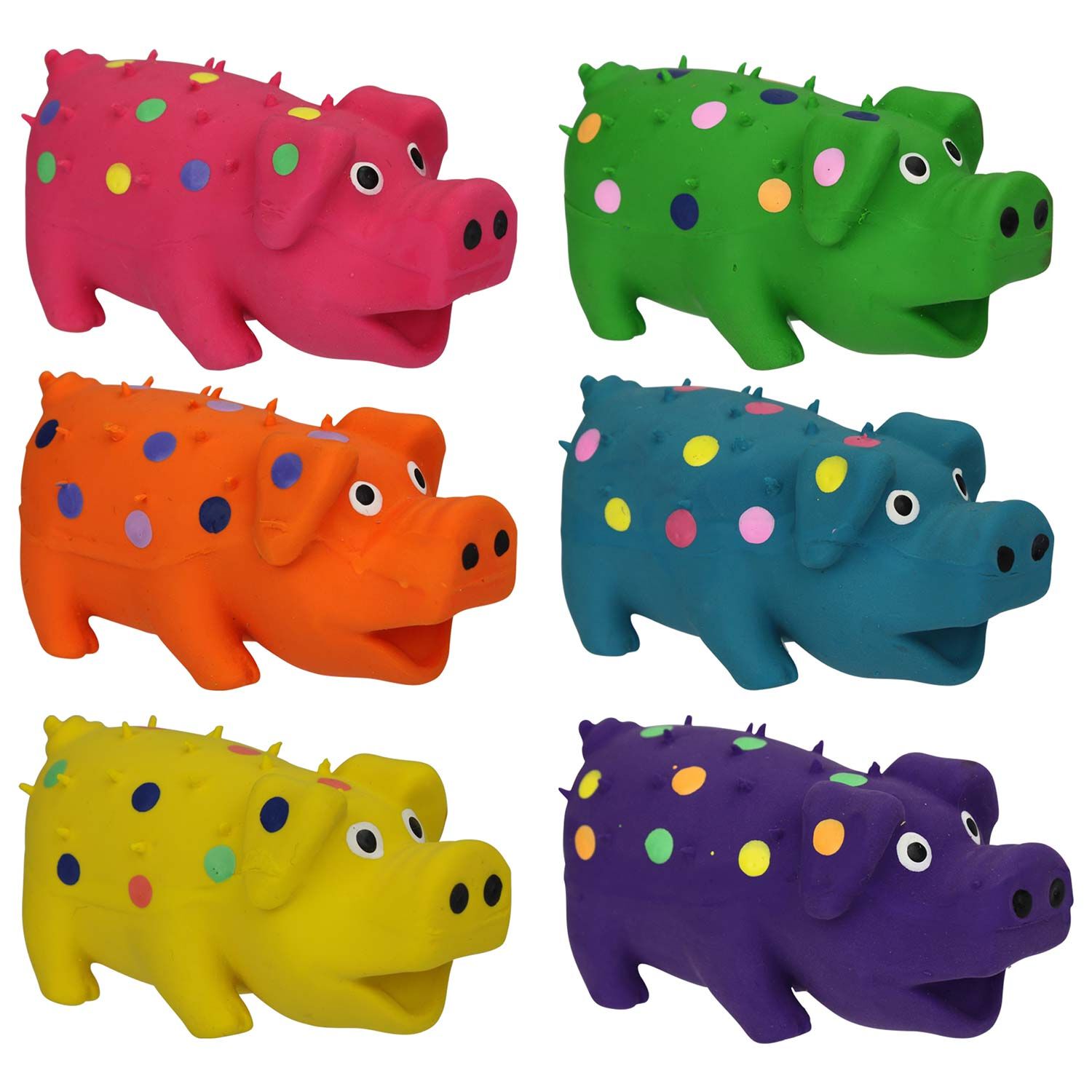 Multipet Globlet Latex Pig Squeaky Dog Toy, Assorted Colors