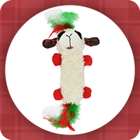 lampchop cat toy with holiday feathers